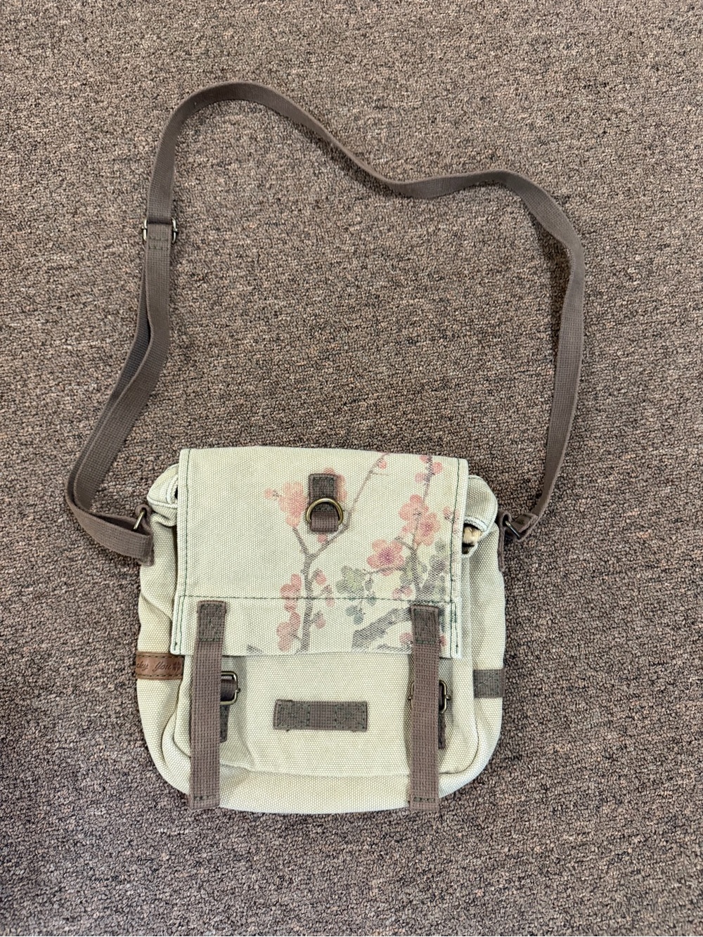 Lucky Brand Vintage Inspired Floral Canvas Crossbody Messenger Bag Y2K